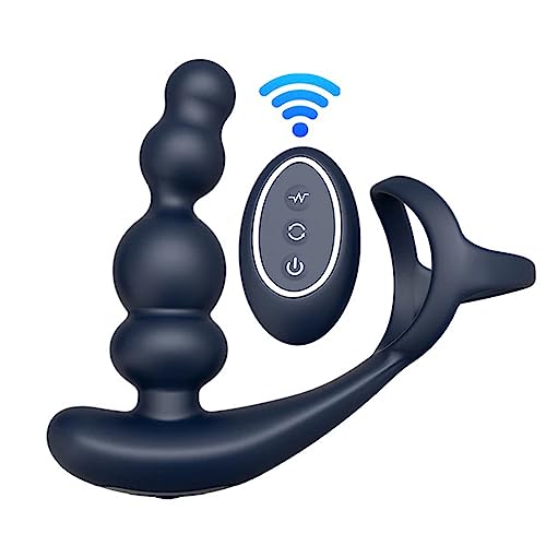 TINMICO Male Prostate Massage Remote Dual Motor Anal Vibrator Delay Ejaculation Cock Ring Testis Stimulate Anus Butt Adult Sex Toys, Random Color (Black,Blue)