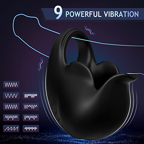 TINMICO Cup-Shaped Vibrating Cock Ring, Cock Ring for Male Sex Toy Vibrator, Adult Male Couples Sex Toys for Men, Silicone Penis Rings Pleasure with 9 Modes Vibrations (Black)