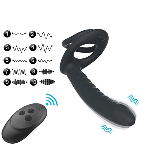 TINMICO Dildo Vibrator Prostate Stimulator, Couple Vibrator Sex Toys, Remote Control Clitoris G-Spot Vibrator with Dual Penis Ring, with 10 Vibration Modes for Men and Women,Gift for Friends