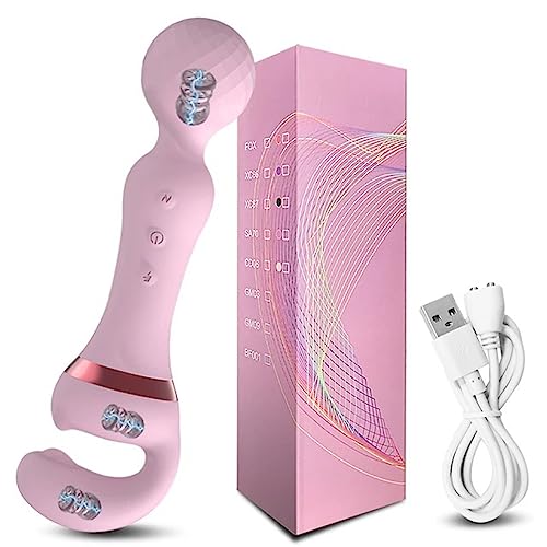 TINMICO Powerful 2 in 1 Vibrator Wand Female Clitoris Stimulator USB Recharge G Spot Massager Sex Toys Dildo for Women,Random Color (Pink,Blue,Purle).