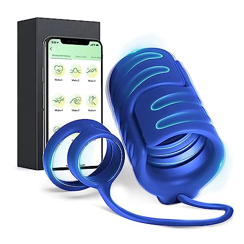 TINMICO Male Masturbator Sex Vibrating Dual Cock Ring Sex Toys for Men APP Remote Control Male Masturbator Glans Stimulate Penis Massage with 9 Vibration Modes,Random Color (Balck, Blue)