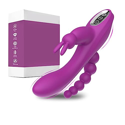 TINMICO 3 in 1 G-Spot Rabbit Anal Dildo Vibrator Clitoris Stimulator Massager Vibrating Adult for Women Sex Toys Couples,Random Color (Purple, Red) (Purple)