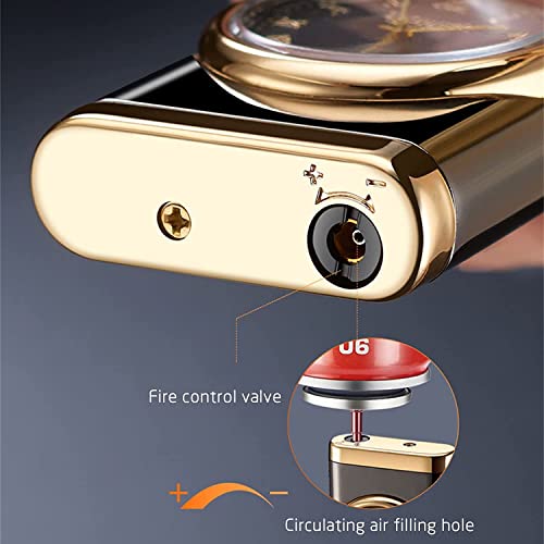 Alloy Lighter with Watch Pan, Creative Dial Rocker Arm Inflatable Lighter Windproof Portable Candle Lighter, Jet Flame Mini Torch Lighter for Grills, BBQ, Fireplaces, Camping (C)