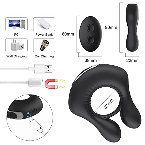 TINMICO Silicone Penis Ring Couple Vibrator, Vibrating Cock Ring, Clitoris & Testicles Stimulation, Remote Control Sex Toys for Men Couples, 10 Vibration Modes,TMC Gift