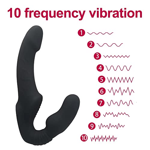 TINMICO 10 Speeds Strapless Strapon Dildo Vibrator Female Double Vibrating G Spot Adult Sex Toys,TMC Anal Prostate Massager,Gift for Women Couple