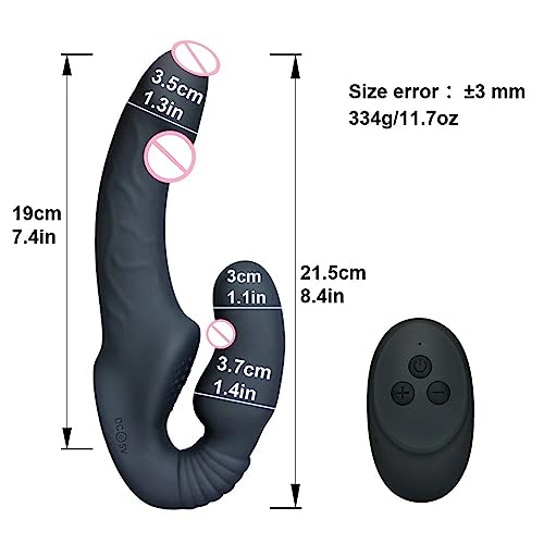 TINMICO Strapon Vibrator Female Double Vibrating Dildo G Spot Adult Sex Toys for Women Anal Plug Prostate Massager Lesbian Couple, Gift for Women,Black