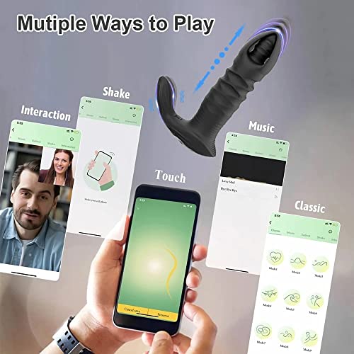 TINMICO Bluetooth APP Control Thrusting Butt Plug Anal Vibrator, Anal Dildo Bullet Butt Plug Prostate Massager,APP Controlled Vibrator Female Wireless,Random Color (Purple)