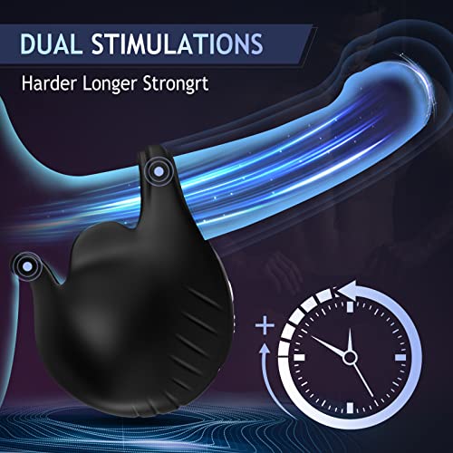 TINMICO Cup-Shaped Vibrating Cock Ring, Cock Ring for Male Sex Toy Vibrator, Adult Male Couples Sex Toys for Men, Silicone Penis Rings Pleasure with 9 Modes Vibrations (Black)