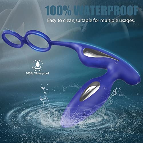 TINMICO Massager Electric Shock Anal Vibrator Butt Plug Male Prostate, Massager Anus Vagina, Penis Cock Ring Sex Toys for Men Couples,Vibrating 7 Modes with Penis Ring (Blue)