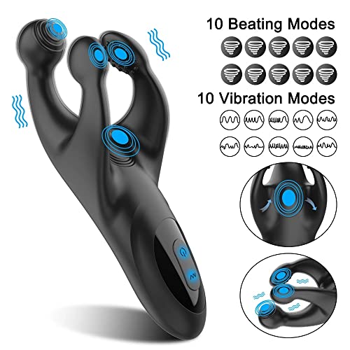 TINMICO Penis Delay Trainer Erection Exerciser Glans Stimulater Massager Mens Vibrator Masturbator Toys for Men,3 Massage Points Vibrating Penis Ring