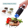 Electric Gravity Pepper and Salt Grinder by Mangal Creations, Pepper and Salt Mill with Adjustable Coarseness, Battery Powered with LED Light and Stand, Stainless Steel Black Blue