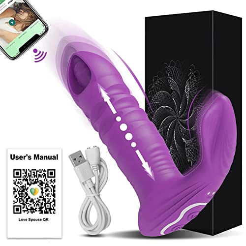 TINMICO Bluetooth APP Control Thrusting Butt Plug Anal Vibrator, Anal Dildo Bullet Butt Plug Prostate Massager,APP Controlled Vibrator Female Wireless,Random Color (Purple)