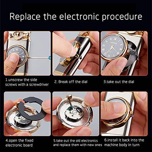 Alloy Lighter with Watch Pan, Creative Dial Rocker Arm Inflatable Lighter Windproof Portable Candle Lighter, Jet Flame Mini Torch Lighter for Grills, BBQ, Fireplaces, Camping (C)