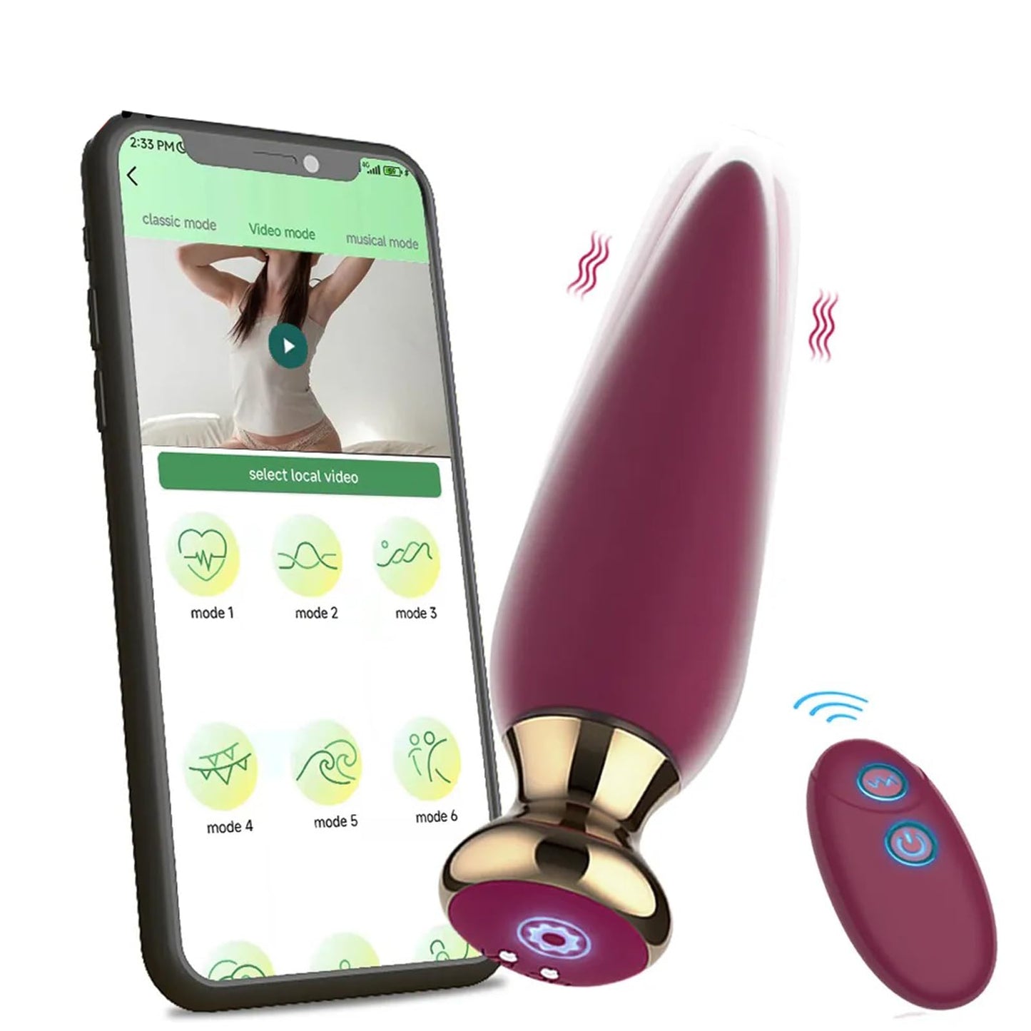 TINMICO Bluetooth Anal Vibrator Wireless APP Remote Anal Plug Sex Toy for Men Women G-spot Dildo Vibrator Butt Plugs Prostate Massager,Rechargeable Silicone