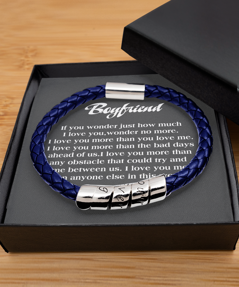 Blue Leather Bracelet  ,Boyfriend bracelet, boyfriend valentine's gift, boyfriend bracelet gift, boyfriend gift from girlfriend, boyfriend bracelet gift, TMC gift tinmico