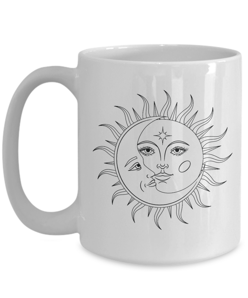 Boho Mug Sun Solar Mug Moon Mug, Spiritual Mug Spiritual Gifts, Housewarming gift, Birthday Present, Best Friend Gift, Christmas Gift, 15oz mug tinmico