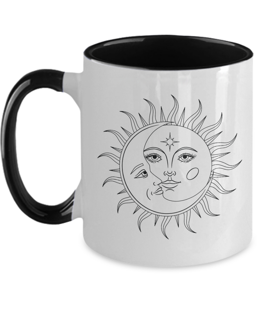 Boho Mug Sun Solar Mug Moon Mug, Spiritual Mug Spiritual Gifts, Housewarming gift, Birthday Present, Best Friend Gift, Christmas Gift, two tone 11oz mug tinmico