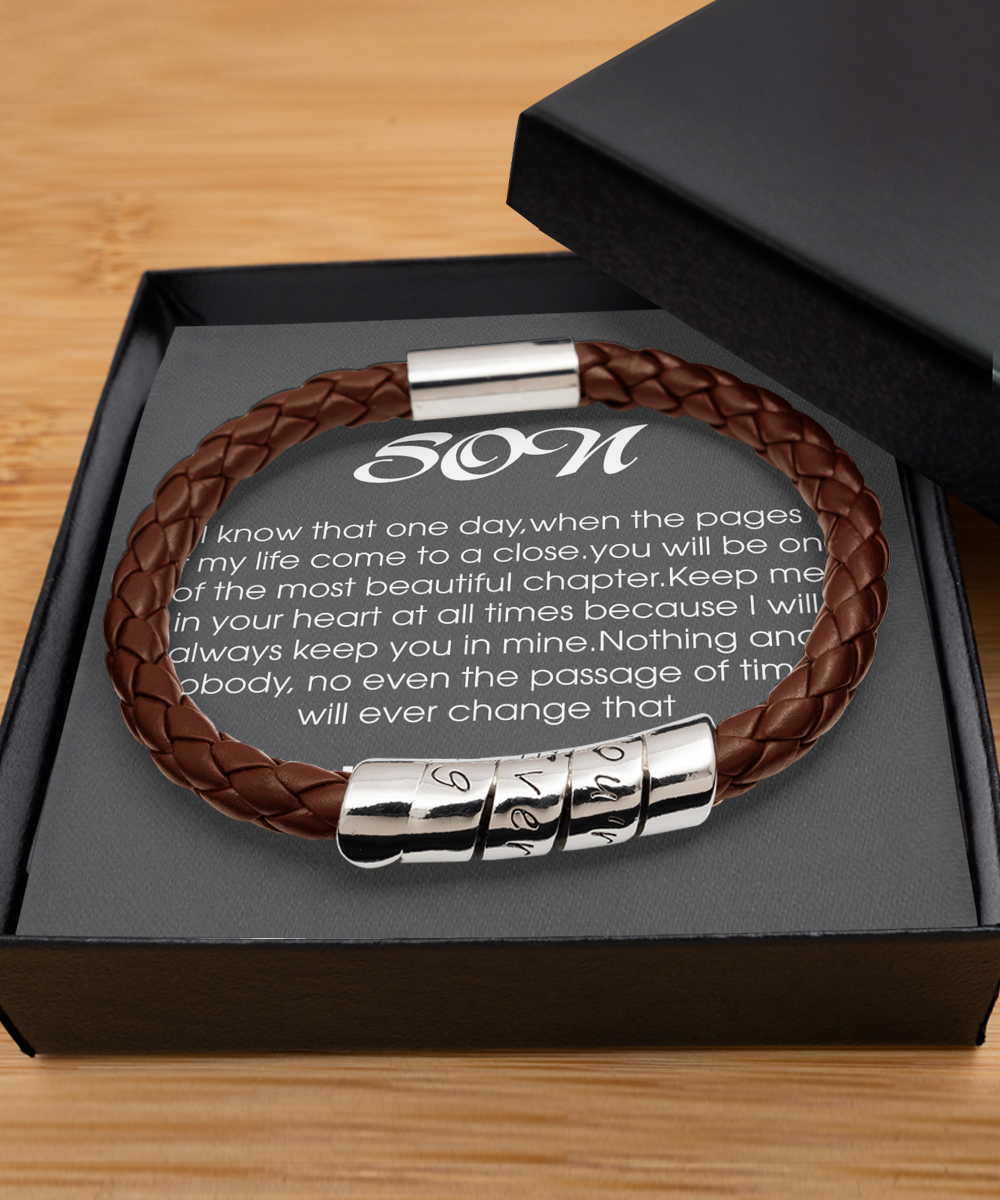 Brown Leather Bracelet  ,Son Gift From Mom, Son Leather Bracelet, Son Gift For New Year, Son Birthday Graduation Bracelet Gift Set, TMC gift tinmico