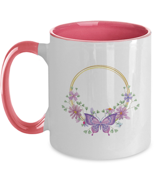 Butterfly Mug, Gifts for Women, Coffee Mug for Women, Two Tone 11oz Mug tinmico