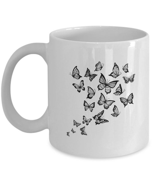 Butterfly coffee mug personalised mug hand painted Bridal mug for her Floral gift for Mom Custom mug for nature lover office mug, 11oz mug tinmico