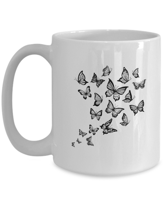 Butterfly coffee mug personalised mug hand painted Bridal mug for her Floral gift for Mom Custom mug for nature lover office mug, 15oz mug tinmico