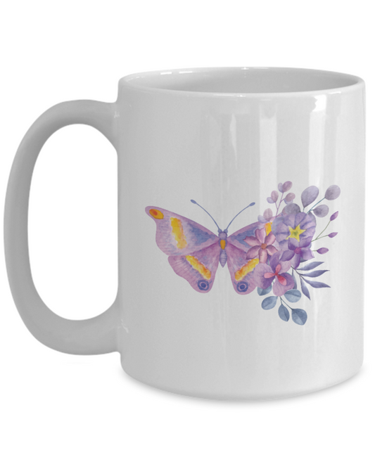 Butterfly on Flowers Mug, Photo of Butterfly on Flowers Mug, Butterfly Lovers Mug, Gift for Butterfly Lover, Gift for Her, Gift for Him, 11oz Mug tinmico