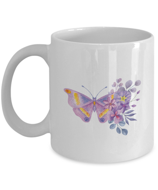 Butterfly on Flowers Mug, Photo of Butterfly on Flowers Mug, Butterfly Lovers Mug, Gift for Butterfly Lover, Gift for Her, Gift for Him, 11oz Mug tinmico