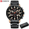 CURREN New Casual Sport Chronograph Men&#39;s Watches Stainless Steel Band Wristwatch Big Dial Quartz Clock with Luminous Pointers tinmico