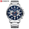 CURREN New Casual Sport Chronograph Men&#39;s Watches Stainless Steel Band Wristwatch Big Dial Quartz Clock with Luminous Pointers tinmico