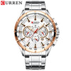 CURREN New Casual Sport Chronograph Men&#39;s Watches Stainless Steel Band Wristwatch Big Dial Quartz Clock with Luminous Pointers tinmico