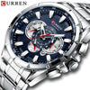 CURREN New Casual Sport Chronograph Men&#39;s Watches Stainless Steel Band Wristwatch Big Dial Quartz Clock with Luminous Pointers tinmico