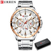 CURREN New Casual Sport Chronograph Men&#39;s Watches Stainless Steel Band Wristwatch Big Dial Quartz Clock with Luminous Pointers tinmico