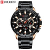 CURREN New Casual Sport Chronograph Men&#39;s Watches Stainless Steel Band Wristwatch Big Dial Quartz Clock with Luminous Pointers tinmico