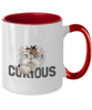 Cat Coffee Mug,Two Tone 11 oz Mug,Perfect Cat Lover Gift,Cute cat and butterfly in curious tinmico