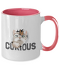 Cat Coffee Mug,Two Tone 11 oz Mug,Perfect Cat Lover Gift,Cute cat and butterfly in curious tinmico