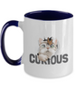 Cat Coffee Mug,Two Tone 11 oz Mug,Perfect Cat Lover Gift,Cute cat and butterfly in curious tinmico