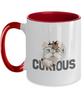 Cat Coffee Mug,Two Tone 11 oz Mug,Perfect Cat Lover Gift,Cute cat and butterfly in curious tinmico