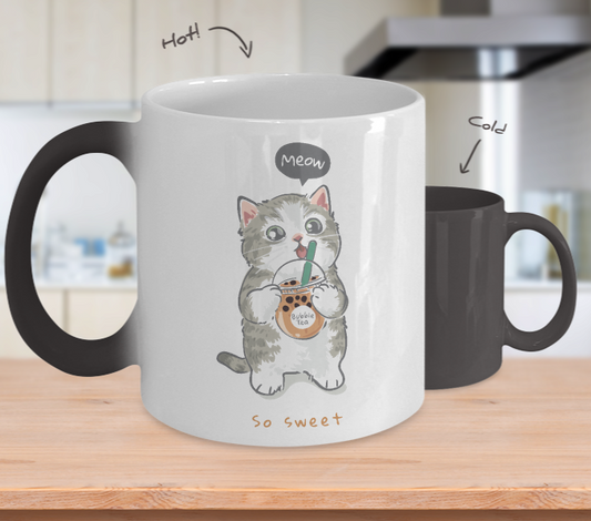 Cat Funny,color changing cup ,Christmas Gift Idea for Cat Lovers,Perfect Birthday Gifts for Women,Coffee Mug tinmico