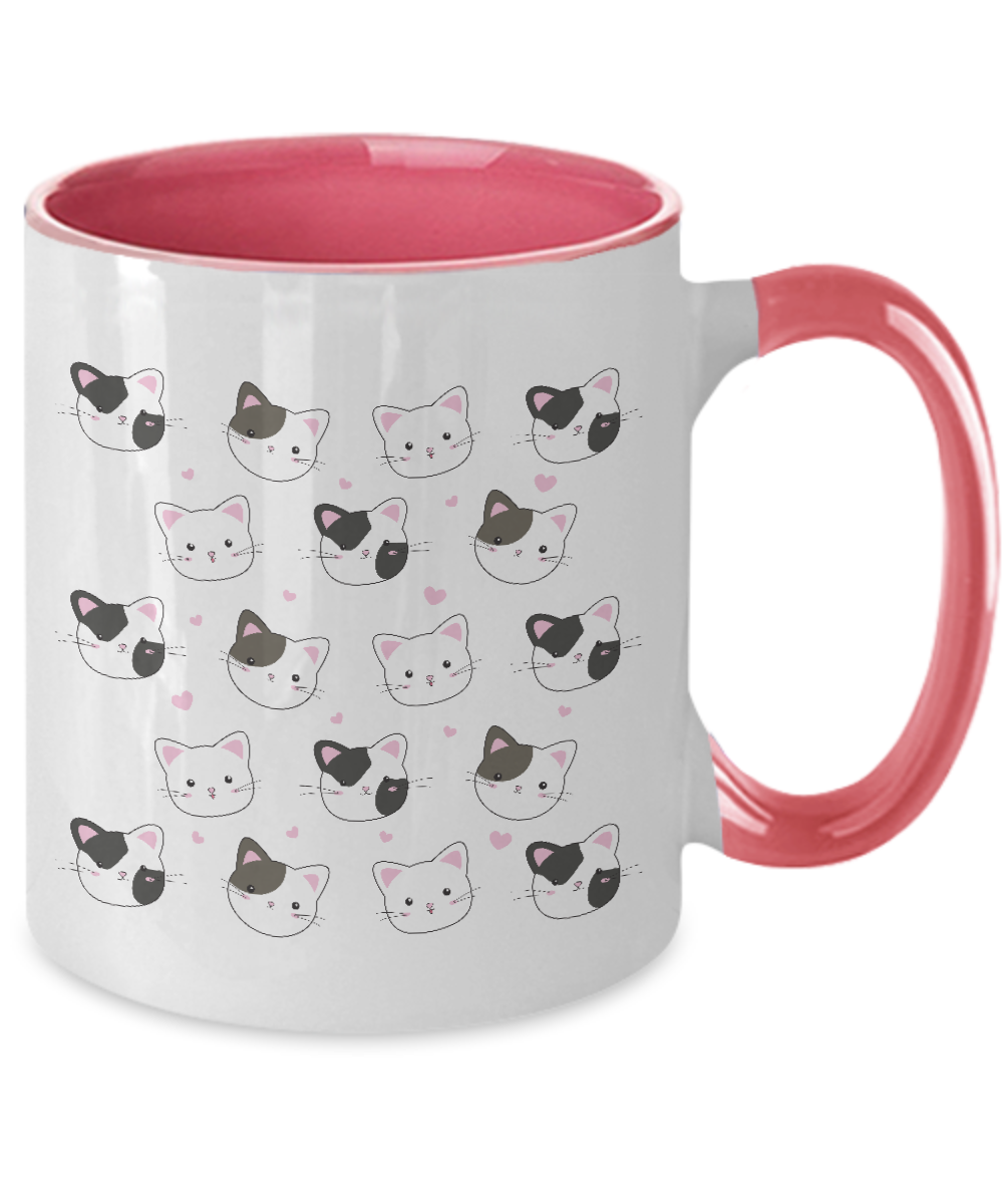 Cat and heart mug coffee, two tone mug ,11 oz tinmico