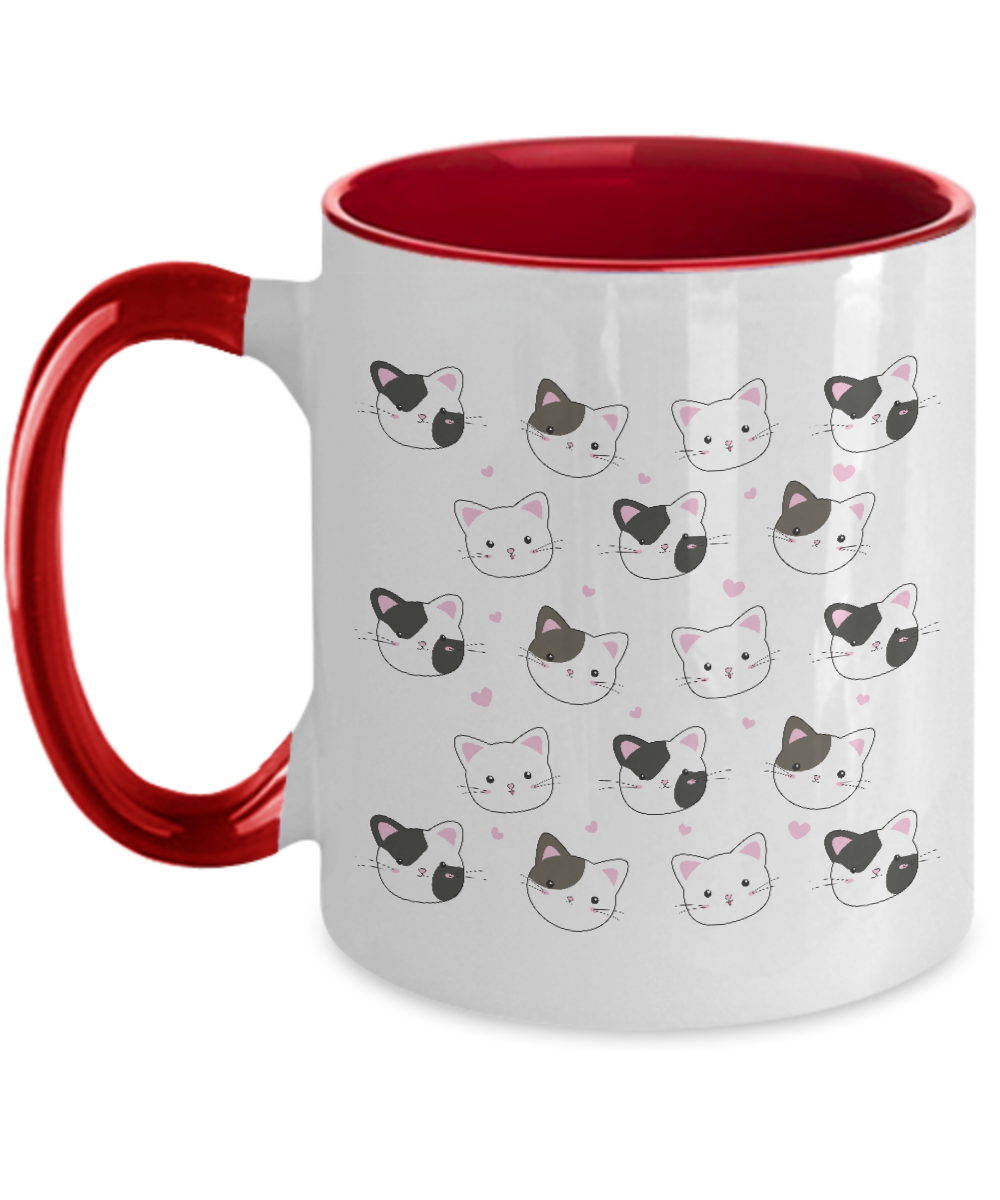 Cat and heart mug coffee, two tone mug ,11 oz tinmico