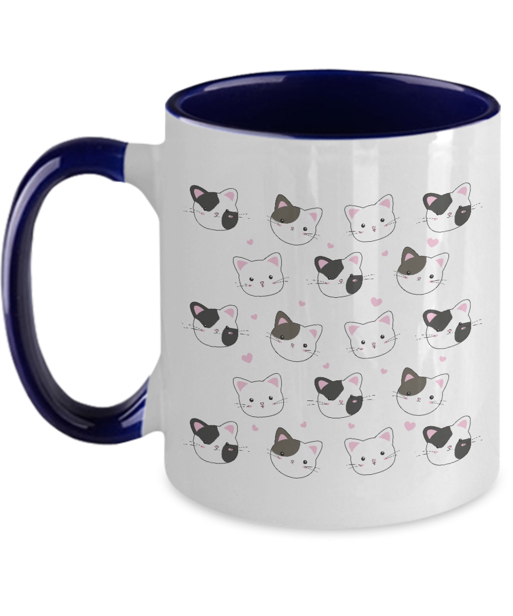 Cat and heart mug coffee, two tone mug ,11 oz tinmico