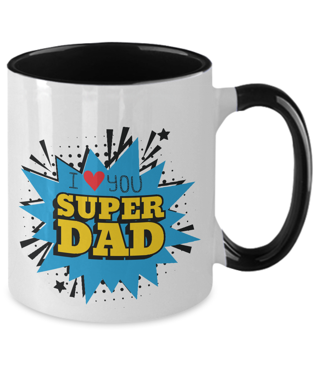 Coffee Mug,I Love You Super Dad : Dad Coffee Mug, Father's Day Coffee Mug Cup. Dad Christmas Gift from Daughter,Two Tone Mug 11oz tinmico