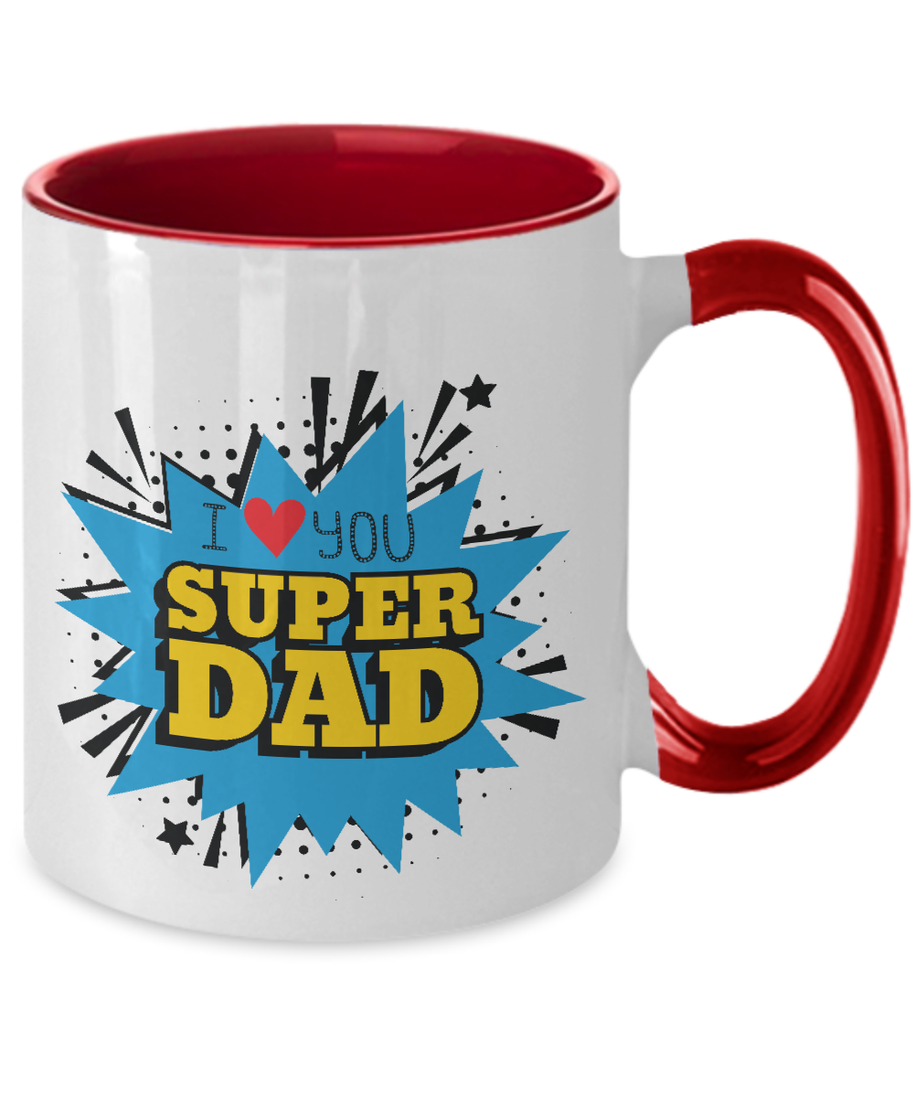 Coffee Mug,I Love You Super Dad : Dad Coffee Mug, Father's Day Coffee Mug Cup. Dad Christmas Gift from Daughter,Two Tone Mug 11oz tinmico