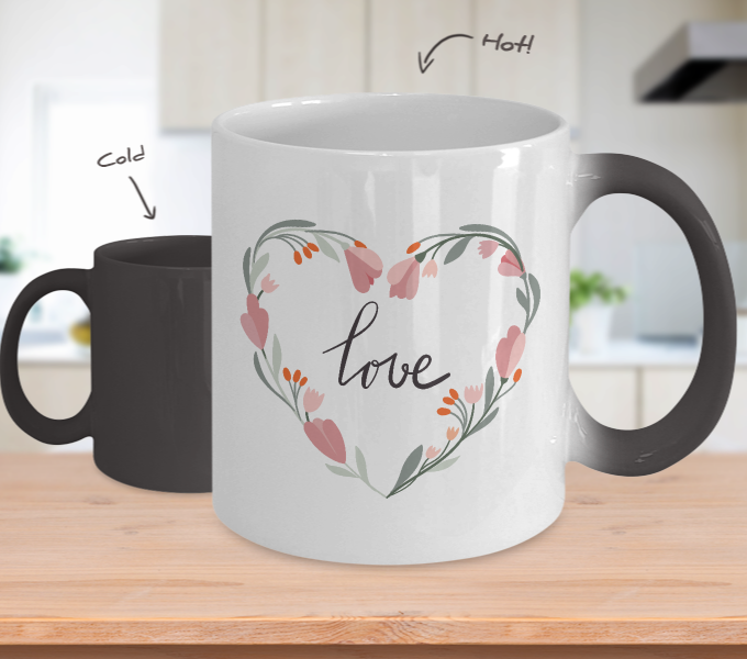 Color Changing Mug,HAPPY VALENTINE'S DAY Mug,Valentine's Day,Coffee Mug,Christmas, Valentine's Day gifts,11 oz tinmico