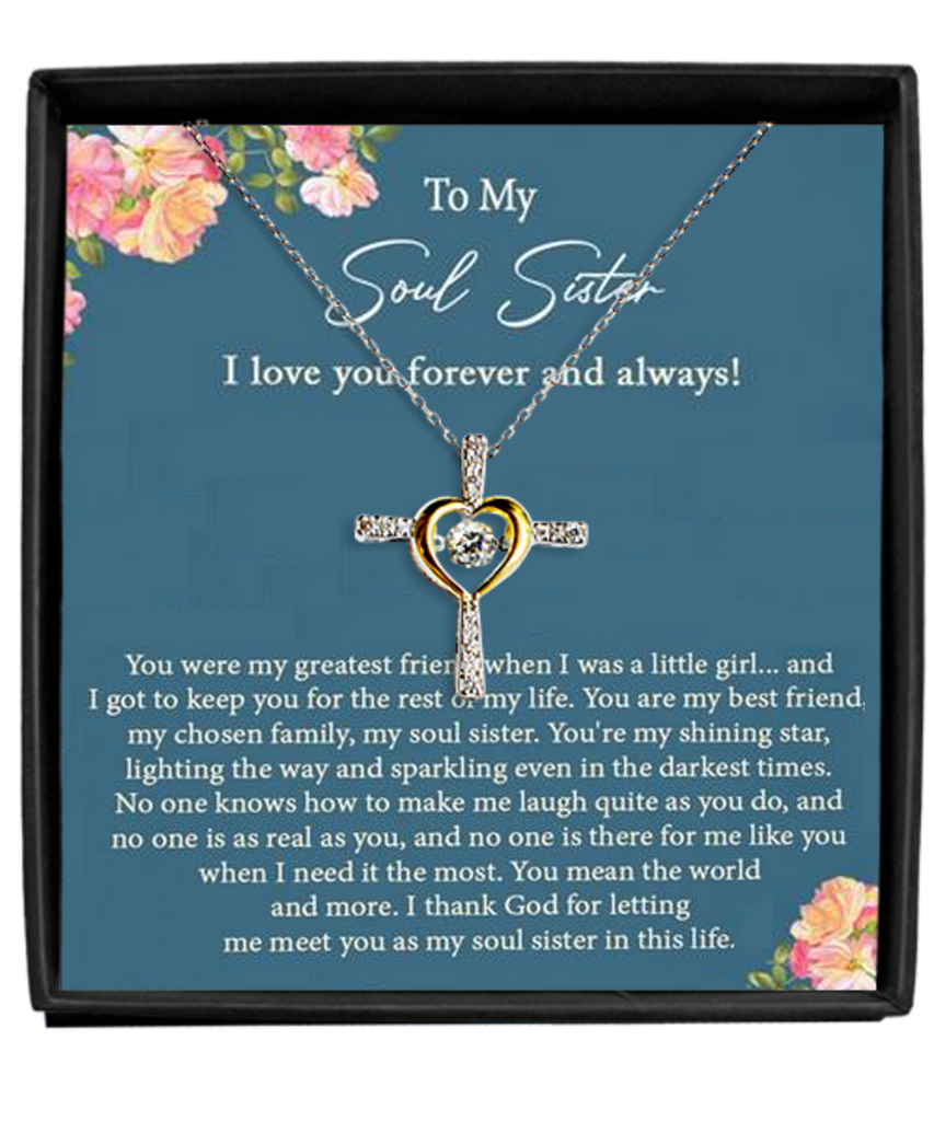 Cross Dancing Necklace,Soul Sister Cross Dancing Necklace, Best Friend Forever Gift, Soul Sister Gift, Jewelry Gift, Long Distance Friendship Gift tinmico