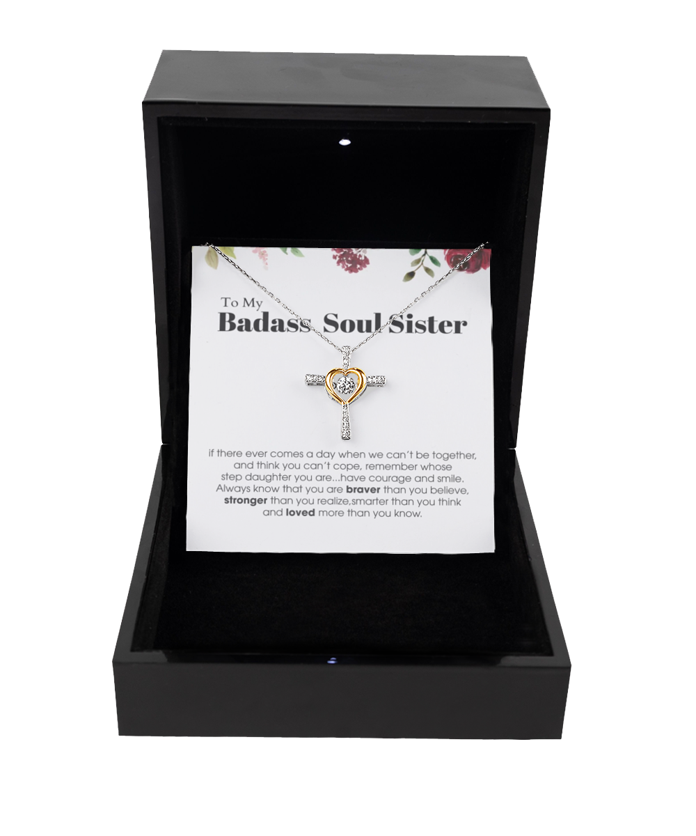 Cross Dancing Necklace ,To My Badass Soul Sister Bracelet, Soul Sister Best Friend Birthday Graduation Gift Set tinmico