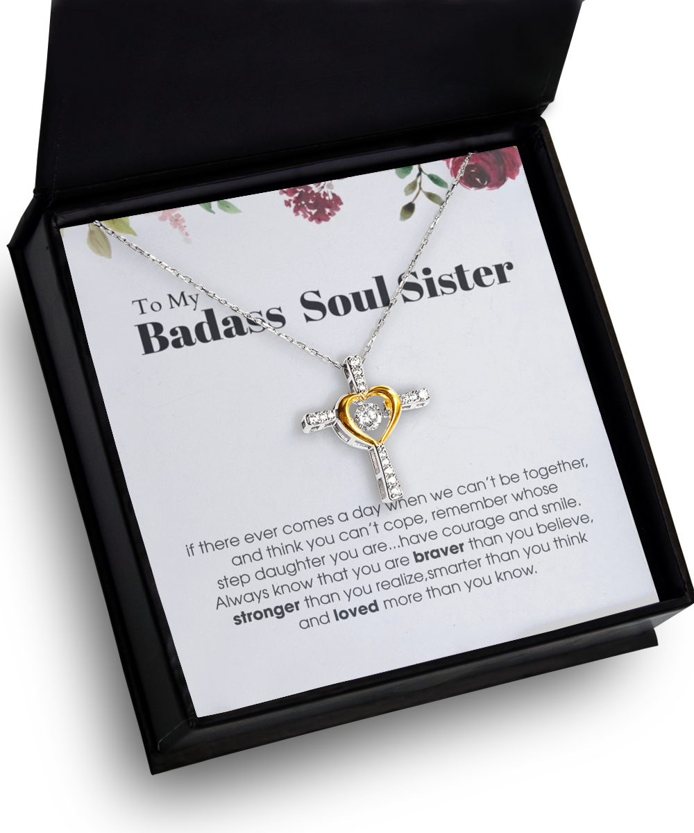 Cross Dancing Necklace ,To My Badass Soul Sister Bracelet, Soul Sister Best Friend Birthday Graduation Gift Set tinmico