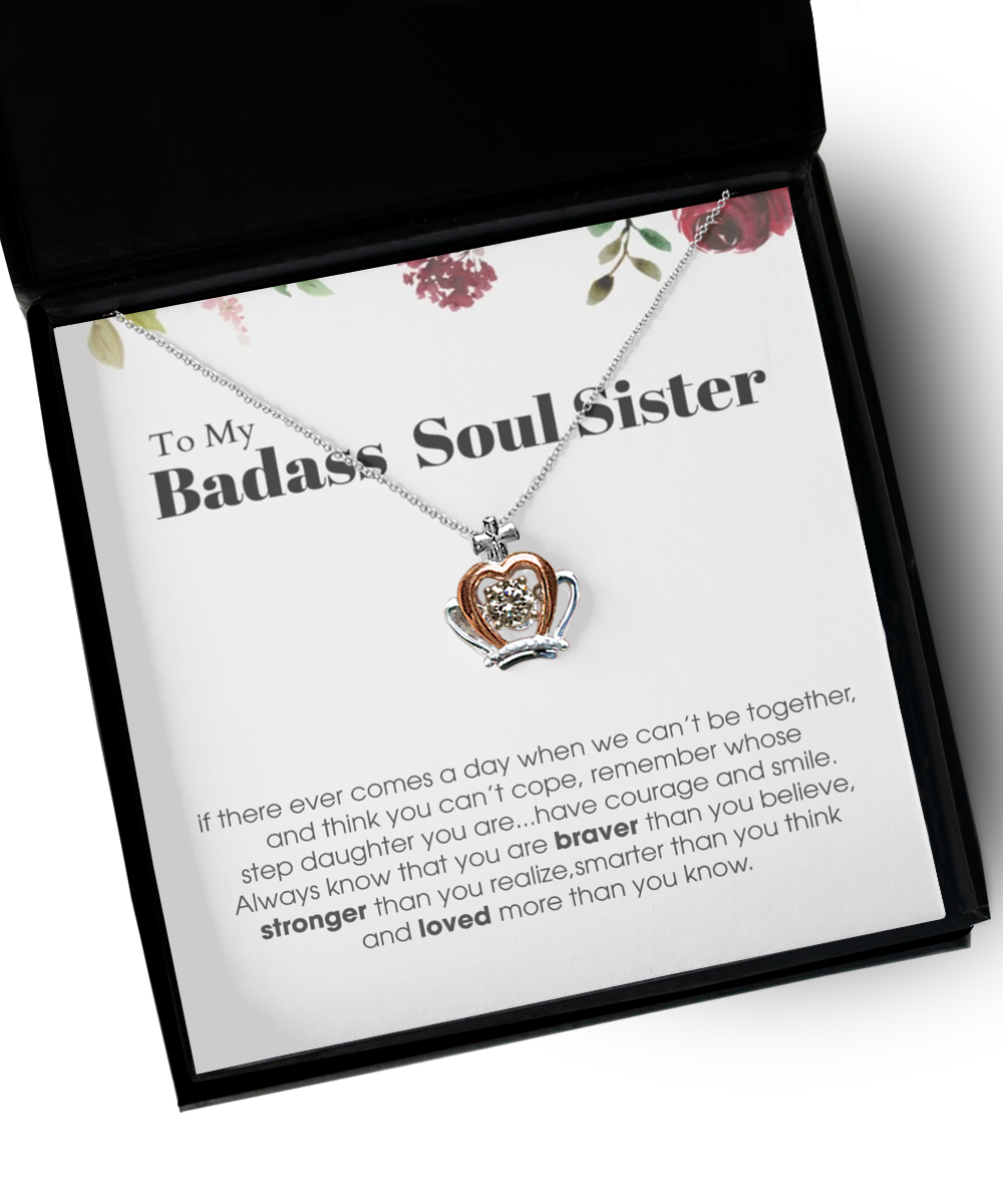 Crown Pendant Necklace ,To My Badass Soul Sister Bracelet, Soul Sister Best Friend Birthday Graduation Gift Set tinmico