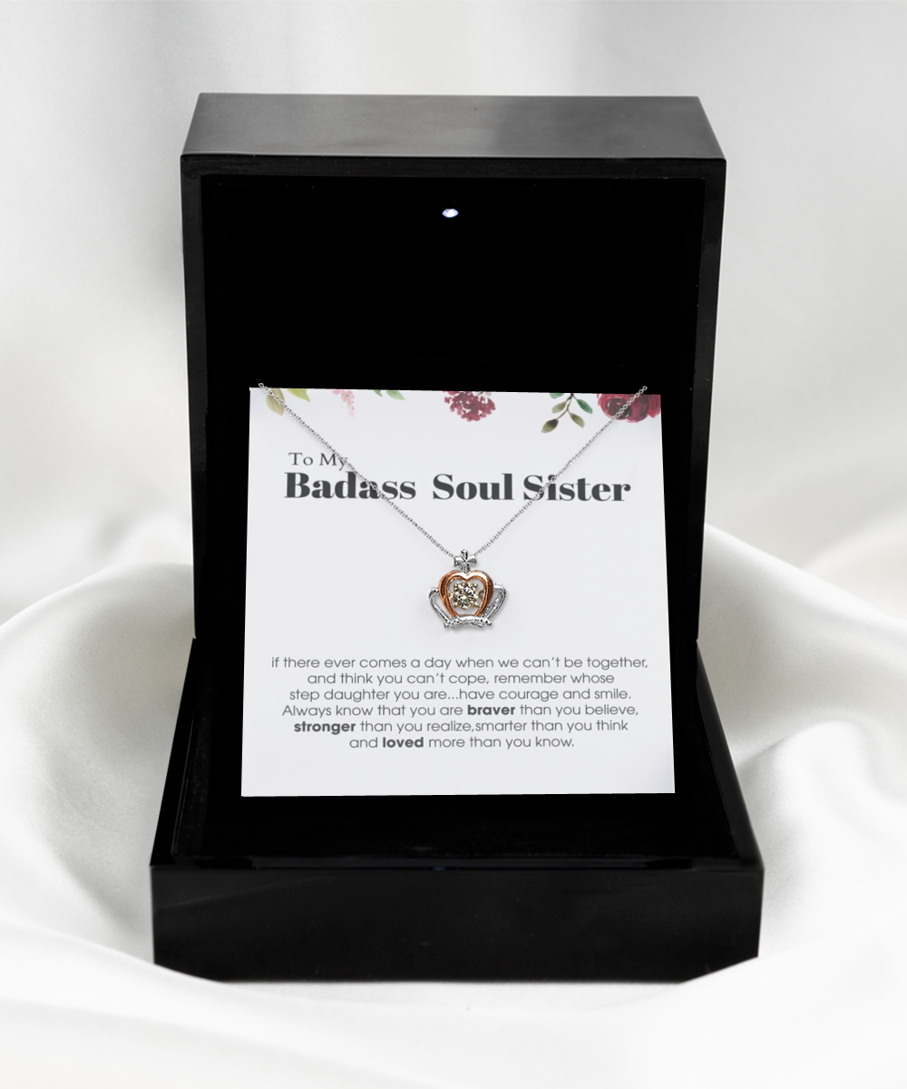 Crown Pendant Necklace ,To My Badass Soul Sister Bracelet, Soul Sister Best Friend Birthday Graduation Gift Set tinmico