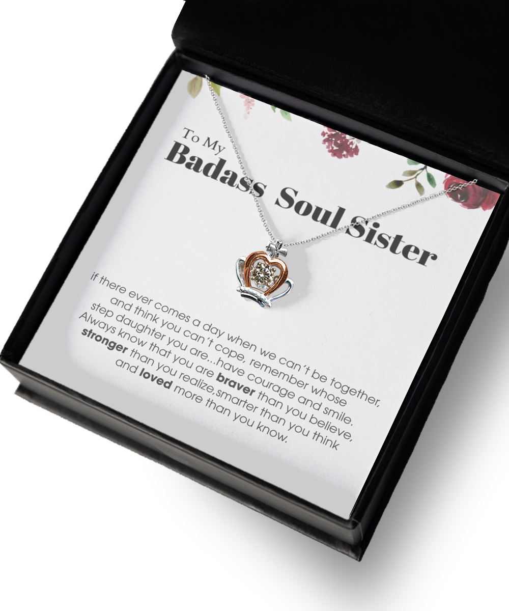 Crown Pendant Necklace ,To My Badass Soul Sister Bracelet, Soul Sister Best Friend Birthday Graduation Gift Set tinmico